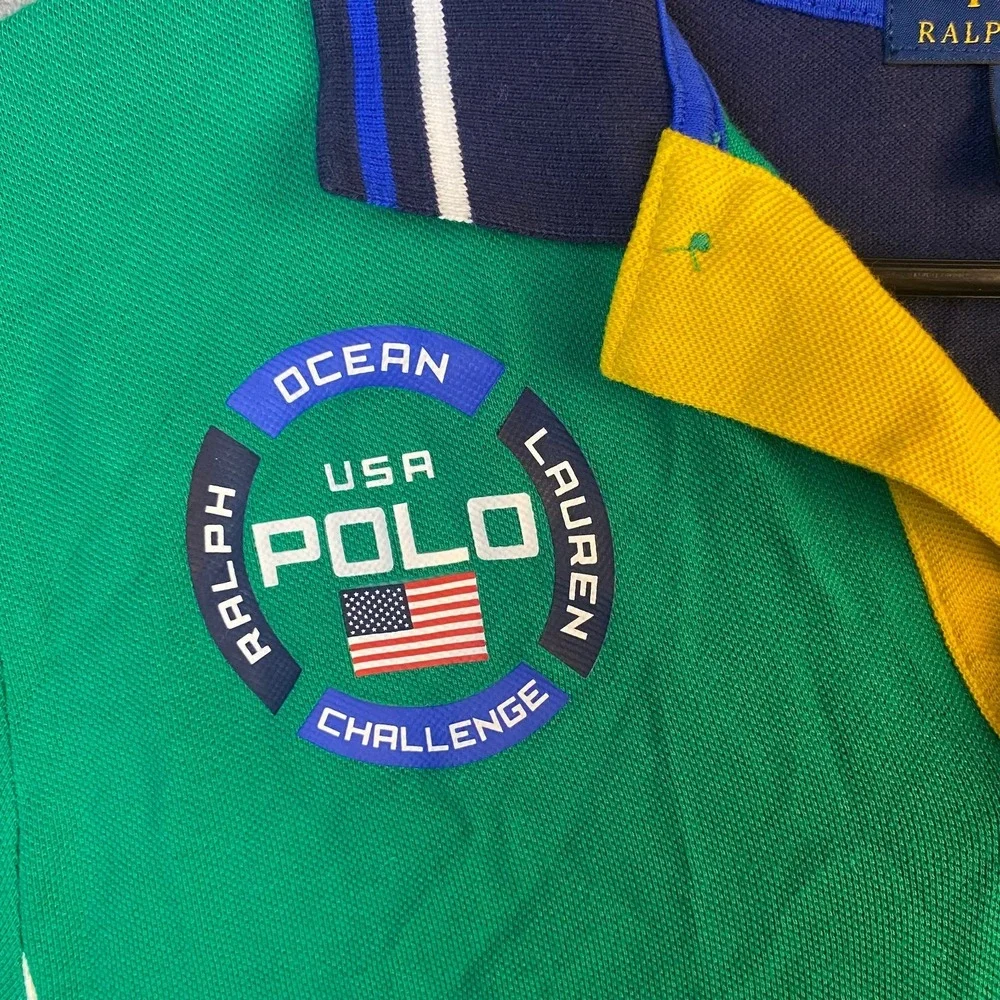 Polo Ralph Lauren Youth Large Green Big Pony Ocean Challenge Polo Shirt 14-16